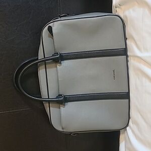 Coach Leather Briefcase In Grey And Black
